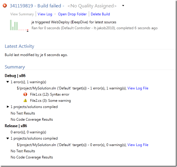 Adding Fake Build Information in TFS 2010