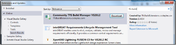 Community TFS Build Manager available for Visual Studio 2012 RC