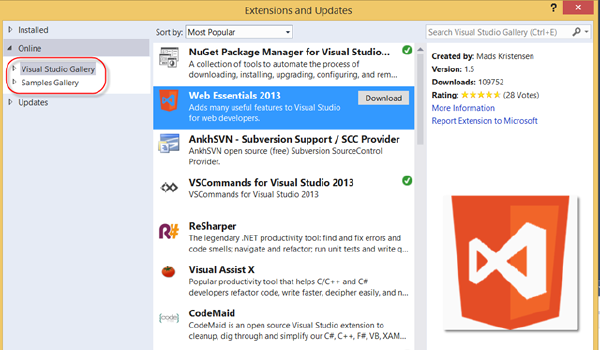 Inmeta Visual Studio Extension Gallery – version 2.0